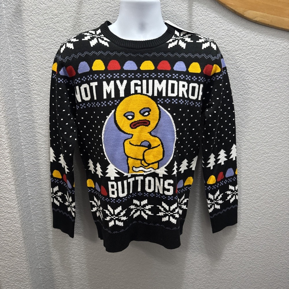 Shrek Christmas‎ Sweater Gingerbread Man Men S Not My Gumdrop Ugly Knit Pullover